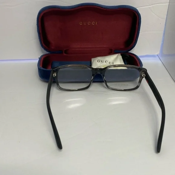 New-GUCCI EYEGLASSES FRAMES GG0012O 003 54-18-145 GREY / BLACK MADE IN ITALY
